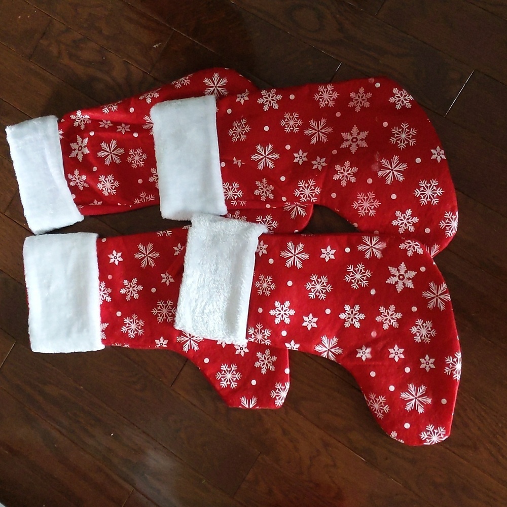 Christmas Holiday Stockings Set Of 4 Red With Snowflakes